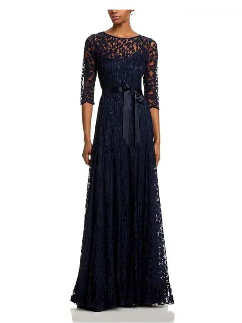 NWT Rickie Freeman For Teri Jon Lace Gown Navy Size 18